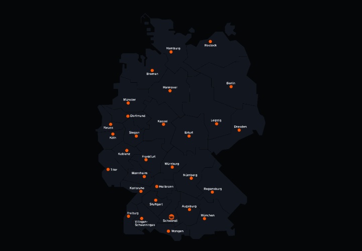 Weishaupt Niederlassungen Deutschlandkarte